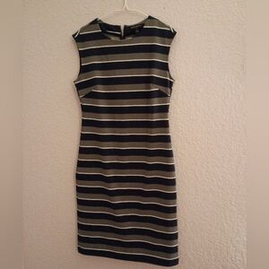 Striped Black and White Multi Colored Sleeveless Dress